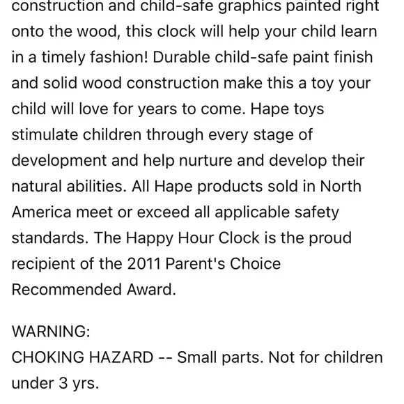 ⏰Hape⏰ Happy Hour Clock Kid's Wooden Time Learning Puzzle - Picture 5 of 10